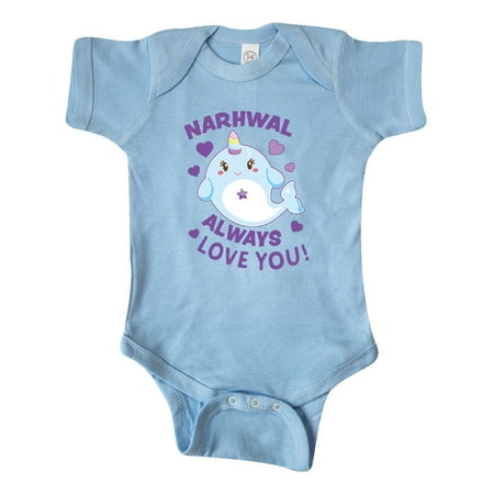 

Inktastic Narwhal Always Love You in Blue and Purple Gift Baby Boy or Baby Girl Bodysuit