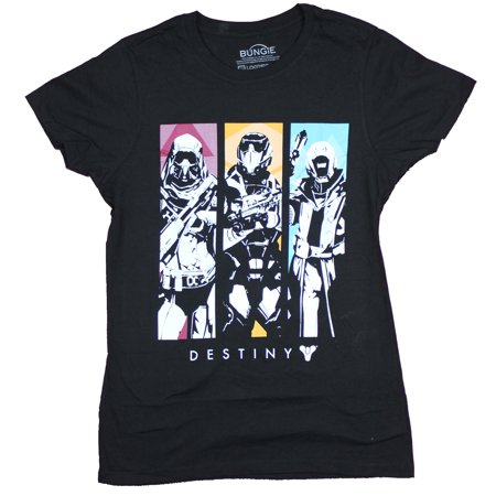 Destiny Girls Juniors T-Shirt- Pastel Box Triple Character Image (X-Large)