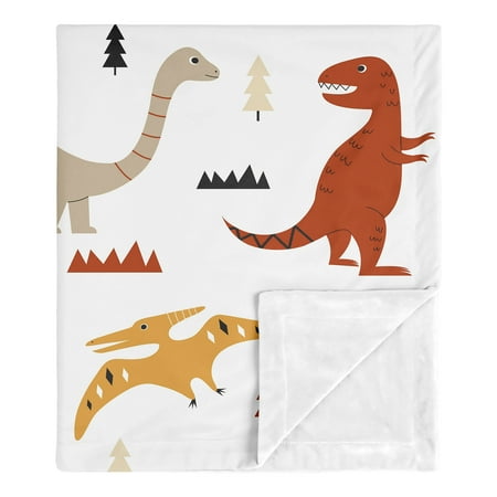 UPC: 0846480090663 | Mod Dinosaur Black and Orange Security Baby Blanket by Sweet Jojo Designs