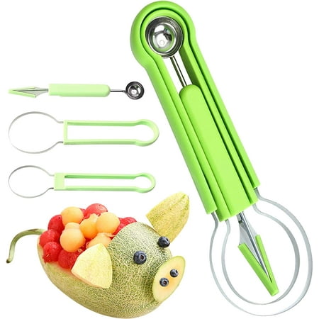

DLD Fruit Scoop Set Multifunctional 4-in-1 Stainless Steel Fruit Carving Tool Cutter Set (random color)