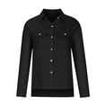 thumbnail image 5 of Women Shirts Button Down Solid Color Lapel Collared Spring Tops Summer Long Sleeve Dressy Casual Work Blouses Business, 5 of 6