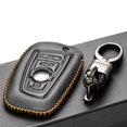 thumbnail image 4 of Vitodeco Genuine Leather Smart Key Fob Case Cover Protector Compatible for BMW 1, 3, 4, 5, 6, 7 Series, X1, X3, X4 - 4 Buttons, Black, 4 of 5