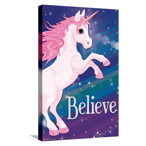 Rainbow Unicorn Canvas Wall Poster, 14.725" x 22.375"