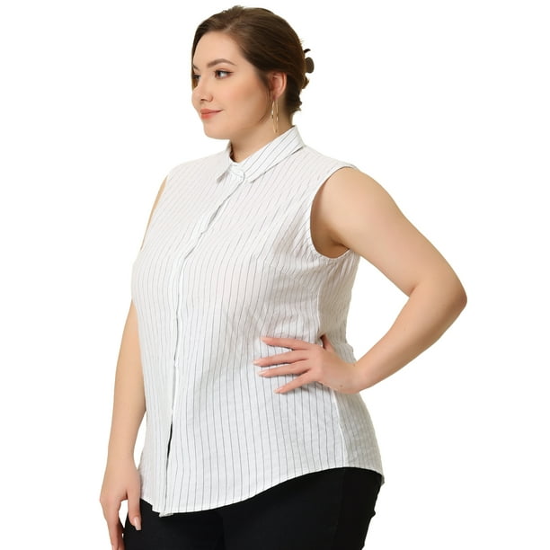 Camisas con botones de oficisin mangas de talgrande pamujer Top Blanco XL