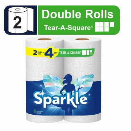 Sparkle Tear-a-Square Paper Towels, 2 Double Rolls (110 2-ply sheets)
