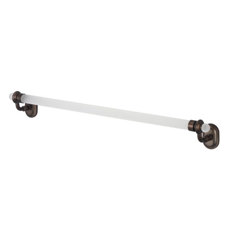 BA-0002-03 Elegant Glass Series 24 Towel Bar with Glass Highlights Strong Mounting Brackets Solid Brass Construction and Glass in Oil Rubbed Bronze