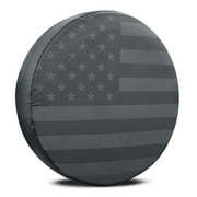 BDK Black and Gray American Flag Spare Tire Cover for 16", 17" Wheels Fits Jeep Wrangler All Weather