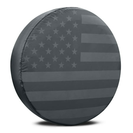 BDK Black and Gray American Flag Spare Tire Cover for 16", 17" Wheels Fits Jeep Wrangler All Weather