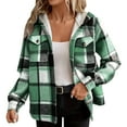 thumbnail image 3 of Ruimatai Women's Plaid Fleece Jacket with Hood, Soft Long Sleeve Button Down Coat, Warm Flannel Lined Zip Up Outerwear for Fall Winter, 3 of 9