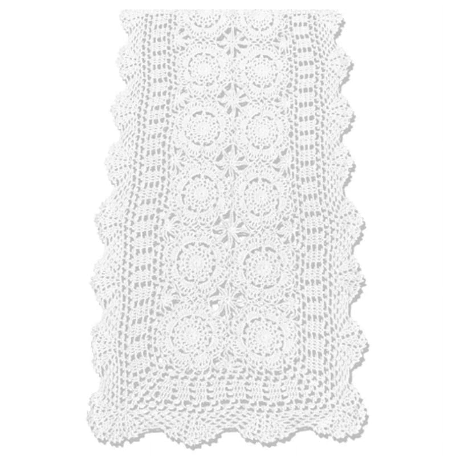 crochet dresser scarves Vintage Hand Crochet Table Runner Dresser Scarf Rectangle Lace Doily Wedding