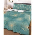 thumbnail image 3 of Quilts Twin Size, Teal Green Dandelion Soft Comforter Bedding Set for Bed, Pastoral Botanical Blossom Lightweight Quilted Bedspread with Pillow Cover(2 Pieces) for All Season, 68x86 Inch, 3 of 6