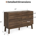 thumbnail image 3 of 47" Wide 6 Drawer Dresser, Mid-Century Modern Double Dresser for Bedroom, Large Wood Storage Chest of Drawers, Dark Walnut Finish, 3 of 9
