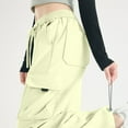 thumbnail image 6 of Qulqfy Green Pants Women Parachute Petite Cargo Pants Wide Leg Travel Fall High Waisted Pants for Women, 6 of 7