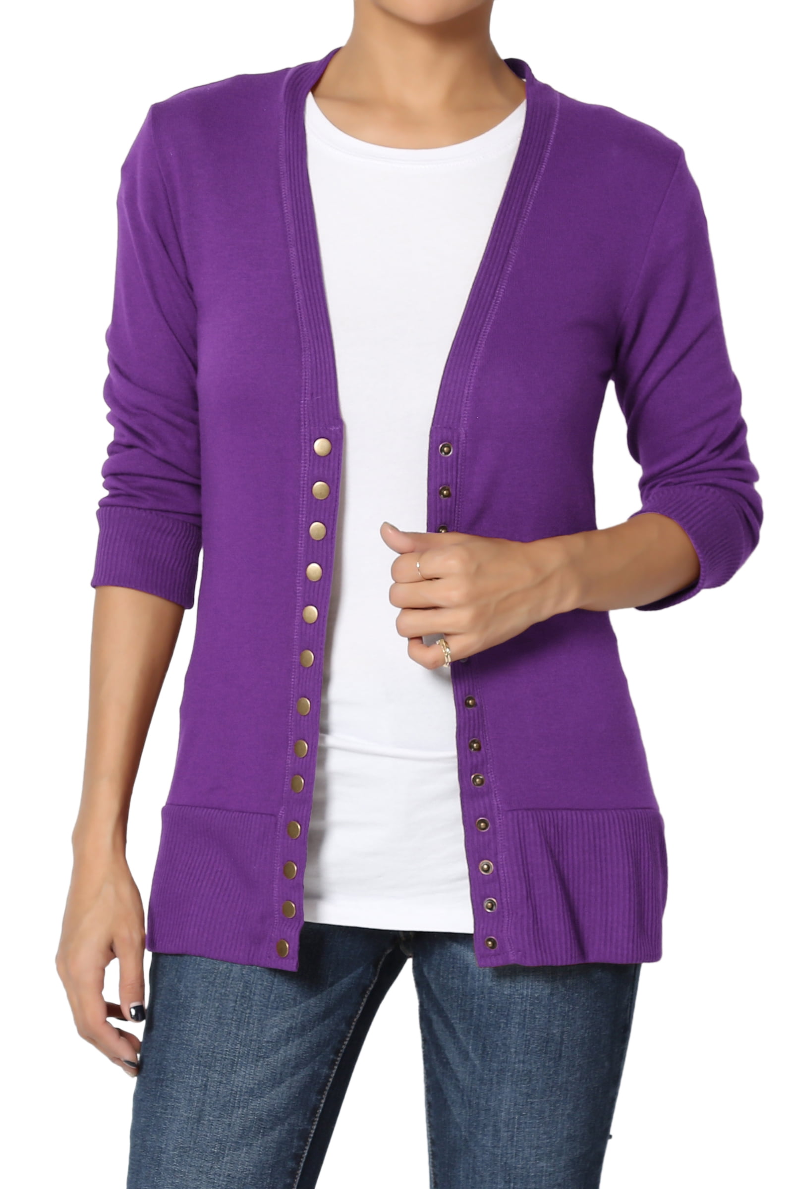 red snap cardigan