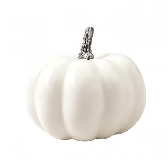 3.35in Matte White Foam Artificial Pumpkin, Blank Unpainted Fake Pumpkin Decor, DIY Paintable Mini Pumpkin Figurine, Fall Mantel Tabletop Photography Prop for Halloween Thanksgiving Farmhouse Decor