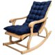 thumbnail image 1 of Sillón reclinable plegable largo con cojín de algodón y felpa, cojín de bambú para silla, plegable de madera, 1 of 1