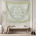 thumbnail image 5 of Sage Green Tapestry for Bedroom Wall Hanging Tapestry, Boho Retro Decorative Abstract Floral Ethnic Ceiling Backdrop Tapestries Poster Blanket Wall Decor for Teens Room Living Room Dorm 39" x 59", 5 of 8