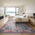 thumbnail image 3 of ODIKA 9'x12' Pink Boho Scroll Vine Border Center Trellis Damask Vintage Motifs Washable Area Rug None for Dining Room, Basement, Large Office, Non-Slip Chair-Friendly, 3 of 7