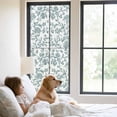 thumbnail image 3 of Teal Blue Green Window Privacy Film, Vintage Farmhouse Boho Flower Leaf Static Cling UV Sun Blocking Tint Film Heat Control Windows Films for Bedroom Bathroom, Window Stickers 29.5"x78.7", 3 of 8