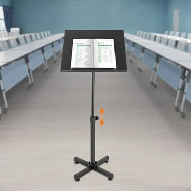 Lectern Podium Stand, Height Adjustable Laptop Table, Tilting Desktop with Edge Stopper, Adjustable Panels Conference Podium, Presentation Standing for Classroom Office Church, Black