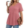 thumbnail image 2 of OGLCCG Plus Size Tops for Women Casual Oversized Tshirts for Women Loose Fit V Neck Babydoll Top Summer Basic Tees L-5XL, 2 of 6