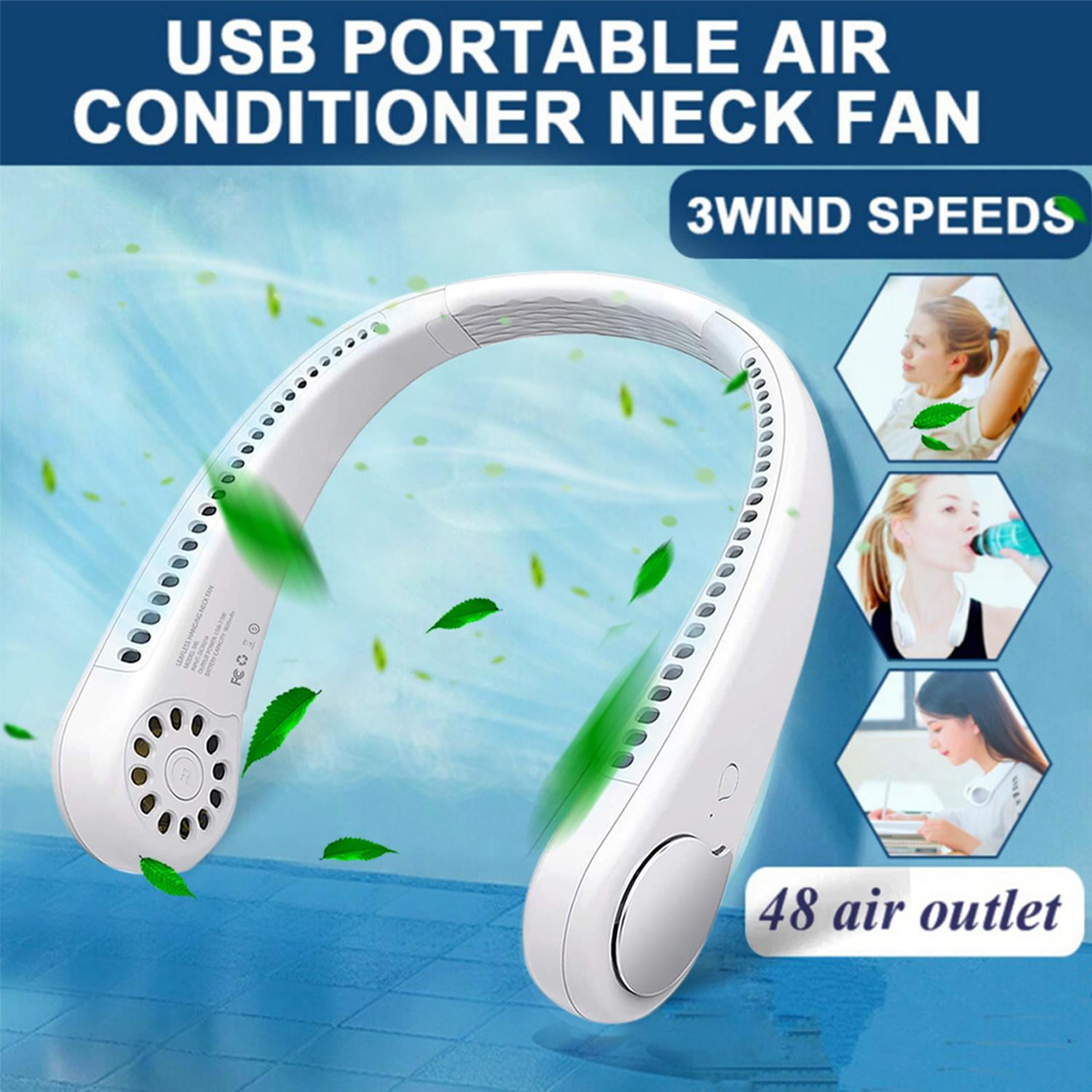 Portable Neck Fan Usb Rechargeable Hands Free Bladeless Neck Fan Personal Mini Neck Air Conditioner With 3 Speeds 48 Air Outlet Wearable Neck Fan Suit For Traveling Sports Office Walmart Com Walmart Com