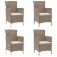 thumbnail image 1 of vidaXL Chaises de Jardin avec Coussins 4 Pcs Rotin Synthétique Beige, 1 of 5