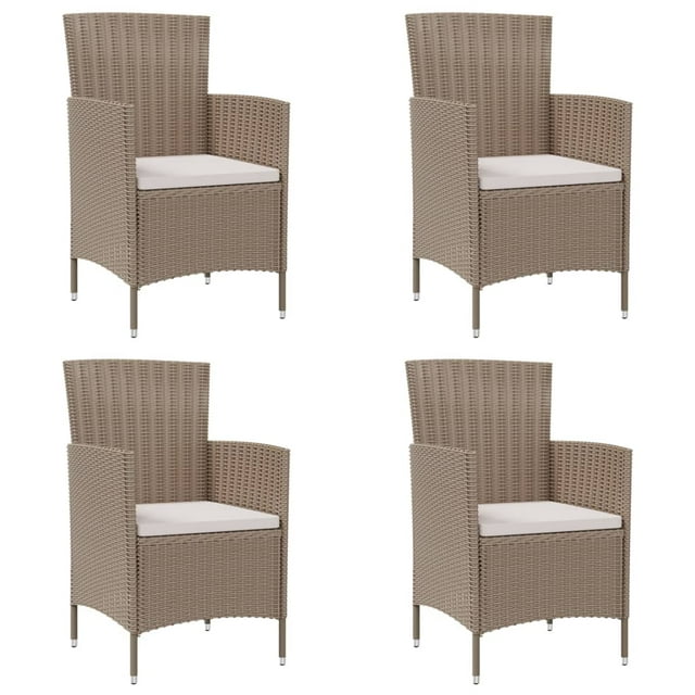 vidaXL Chaises de Jardin avec Coussins 4 Pcs Rotin Synthétique Beige