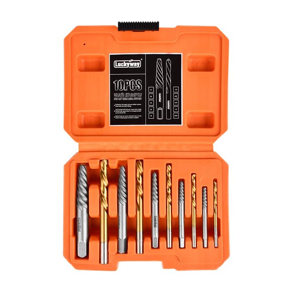 shiyou-10-Piece Screw Extractor and Left Hand Drill Bit Set, Bolt Extractors, for Removing Broken Studs, Bolts, Socket Screws, and Fittings