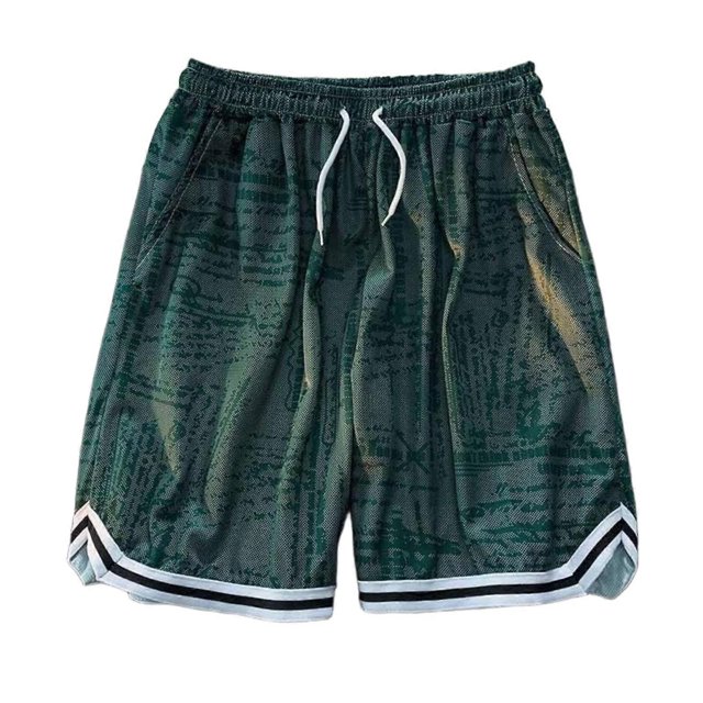 Men's Basketball Shorts Breathable Loose Training Shorts with Pockets 3XL Green