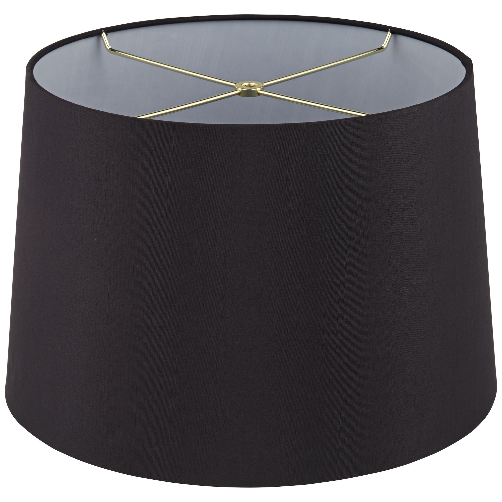 Springcrest Black Faux Silk Medium Tapered Drum Lamp Shade 13" Top x 15" Bottom x 10" Slant x 10" High (Spider) Replacement with Harp and Finial