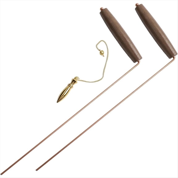 Kit de Varilla de Zahorí de Latón con de Nogal, Varillas de Zahorí de Cobre, Péndulo para Detección de Agua, Minerales y Herramientas de Detección de Metales.