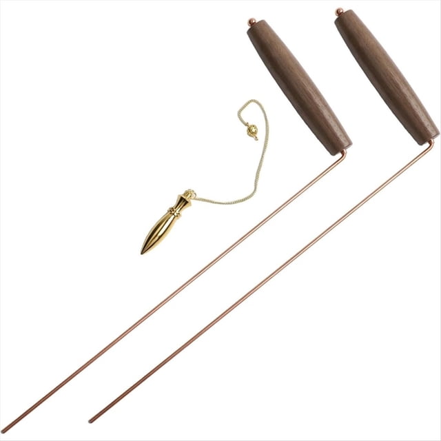 Kit de Varilla de Zahorí de Latón con de Nogal, Varillas de Zahorí de Cobre, Péndulo para Detección de Agua, Minerales y Herramientas de Detección de Metales.