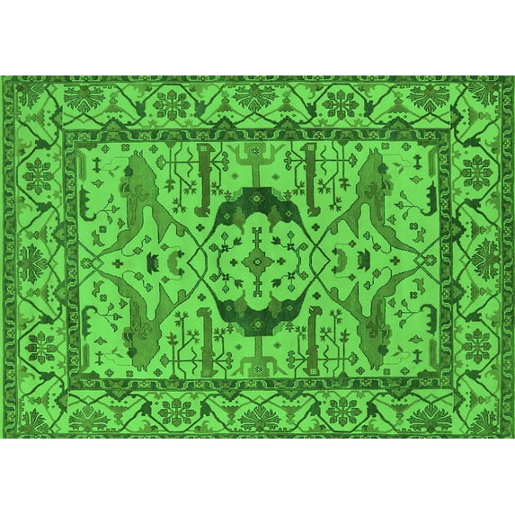 Ahgly Company Indoor Rectangle Oriental Green Industrial Area Rugs, 4' x 6'