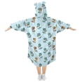 thumbnail image 2 of Wearable Blanket Hoodie for Kids Office Dinosaur Flannel Hooded Blanket with Pockets and Sleeves Suitable for Boys and Girls, 2 of 7