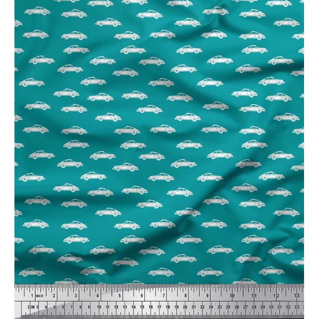 Soimoi Rayon Fabric Car Transport Print Fabric by Yard 56 Inch Wide