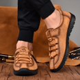 thumbnail image 6 of Men's Casual Fashion Loafers Knitted Laces Breathable Rubber Comfortable Business Light Driving Leather Shoes Yellow 10.5 US, 6 of 7