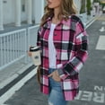 thumbnail image 6 of JGNGSHN Women's Casual Plaid Shacket Jacket Long Sleeve Button Down Lapel Flannel Shirts Open Front Winter Coat, 6 of 9