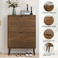 thumbnail image 4 of Medieval Modern Shoe Cabinet with 2 Flip Drawers, Segmart 23.62" Farmhouse Storage Organizer for Entryway, Hallway & Living Room, Walnut Finish, 4 of 9