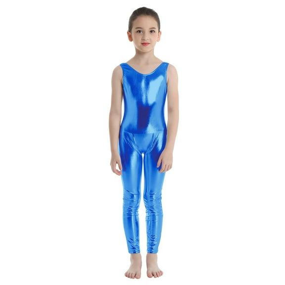 CHICTRY Girls Full Length Ballet Dance Leotard Metallic Gym Unitard Jumpsuit