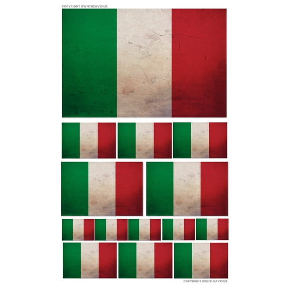 14Pcs Pack Lot Italy Italian Vintage Style Flags Assorted Sticker Decals