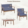 thumbnail image 4 of Costway 8 Acacia Wood High Stability Outdoor Conversation Sets with Loveseat and Chair, Natural/Grey, 4 of 9