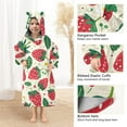 thumbnail image 4 of Dailycode Wearable Blanket Hoodie Oversized Sherpa Flannel Blankets with Pocket for 3-14 Year Old Strawberries Fruit and Leaf, 4 of 7