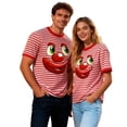 thumbnail image 4 of Red White Vertical Stripe 3D Print T-Shirt, Casual Short Sleeve Tee for Daily Wear & Outdoor Activities, 4 of 5