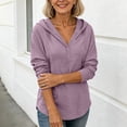 thumbnail image 5 of Sheghy Cute Hoodies 100% Cotton Women Casual Fashion Long-sleeved Solid Color Hooded V-Neck Top Purple XXL, 5 of 7