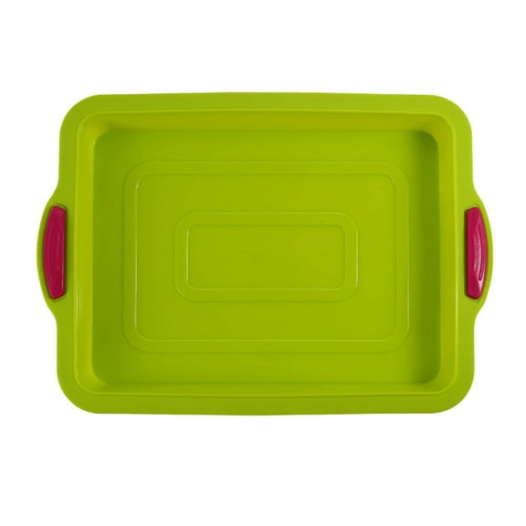 Clearance! Ikeay Bakeware Sets, Silicone Square Cake Baking Pan Non Stick Baking Tray with Thickened Handle High Heat Bakeware Green