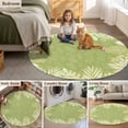 thumbnail image 5 of Sage Green Leaves Round Area Rug 8Ft Washable Large Circle Rugs for Living Room Dorm, Summer Botanical Pastoral Non-Slip Carpet Floor Mats Indoor Outdoor Carpet Runner Aesthetic Home Decor, 5 of 8