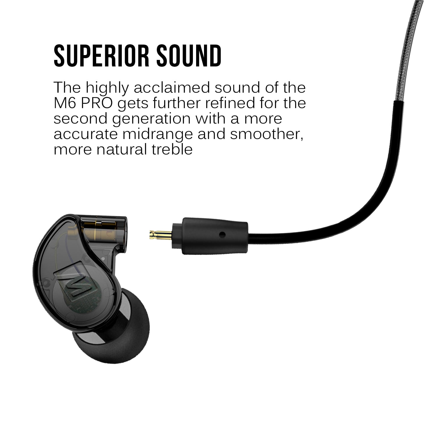 MEE audio M6 PRO In Ear Monitor Headphones for Musicians, 2nd Gen Model With Upgraded Sound, 2 Cords