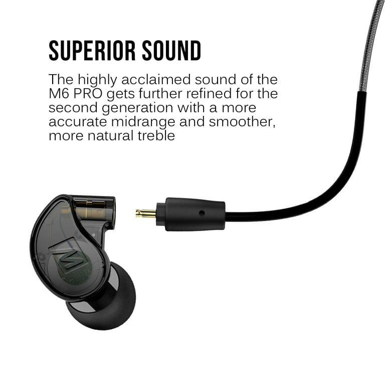 MEE audio M6 PRO In Ear Monitor Headphones for Musicians, 2nd Gen Model  With Upgraded Sound, 2 Cords