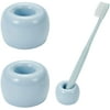 2PCS Mini Ceramic Couple Toothbrush Holder, Hand-Made Bathroom Toothbrush Holder, Electric Toothbrush Head Holder and Office Pen Holder(Blue)